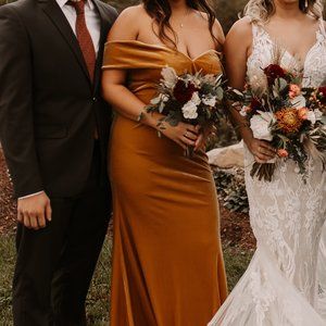 Revelry Mustard Velvet Dress